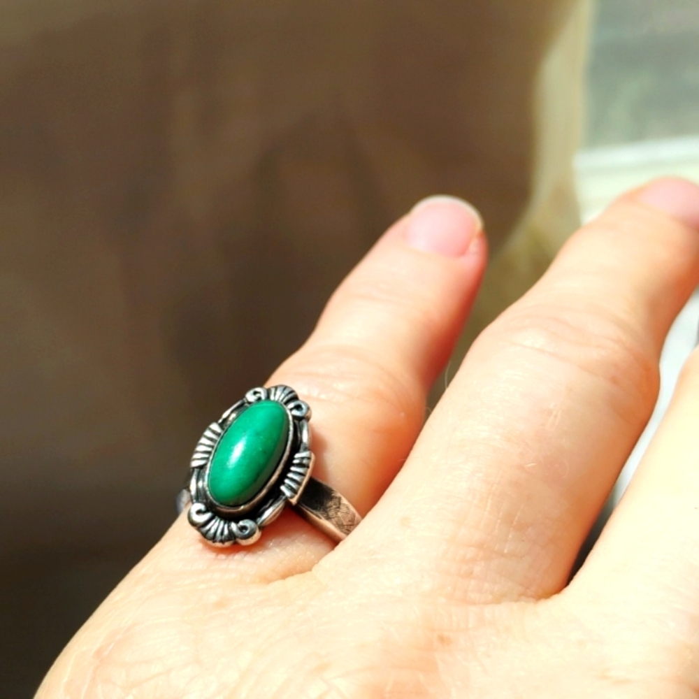 Sterling & Turquoise Silver 925 Band Size 6.6 - Picture 1 of 7